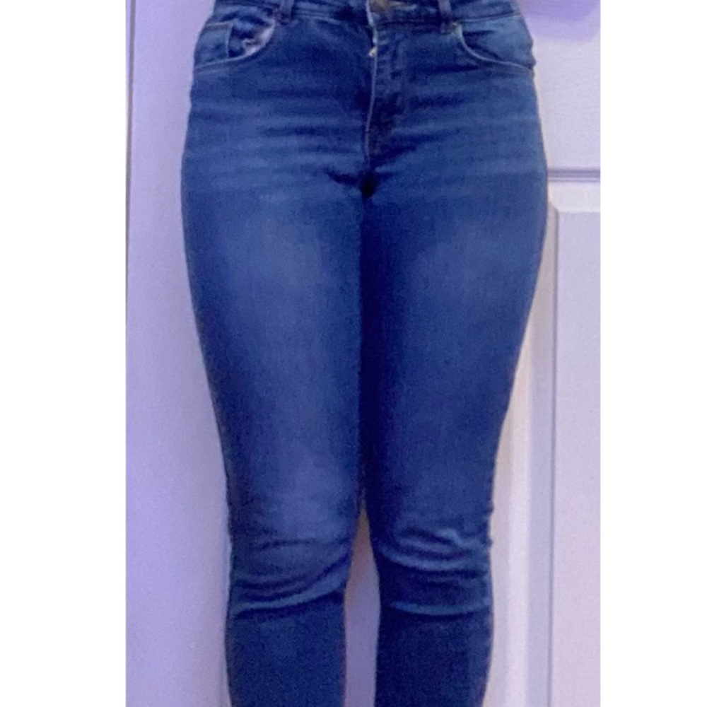 blue midrise jeans